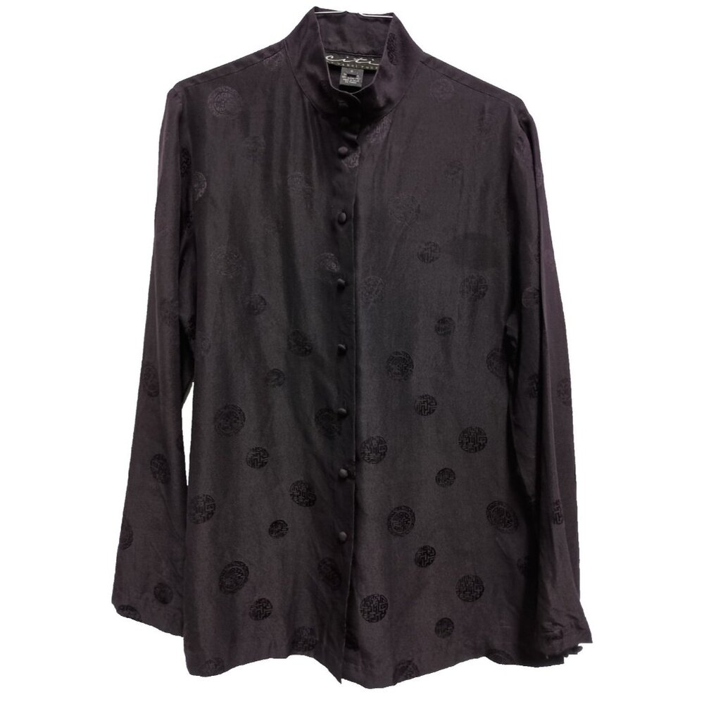 Vintage 90s Citi By Yansi Fugel Blouse Top Womens Small Purple Silk Office